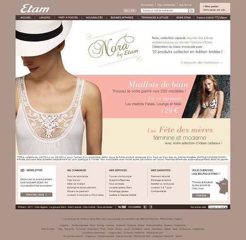 Site Etam réalisé sous Magento Etam : boutique Magento