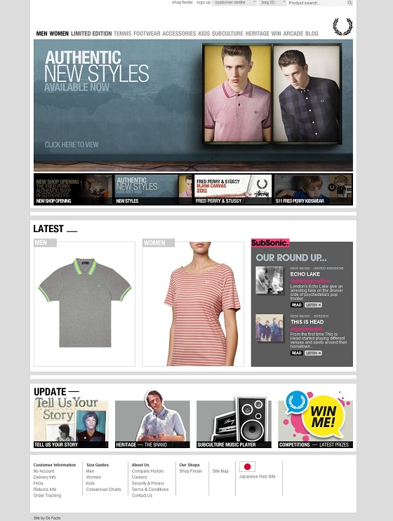 Site Fred Perry réalisé avec Magento 18 grandes marques sous magento : Fred Perry